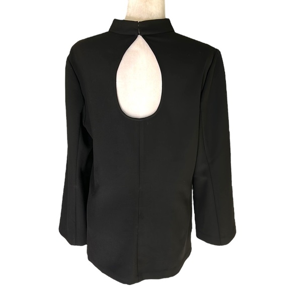 Trina Turk Black Mock Neck Cutout Back Hostess Top - 12 - Picture 8 of 14